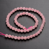 Round Natural Rose Quartz Gemstone Bead Strands, 6mm, hole: 1mm, about 65pcs/strand, 14.9 inch