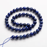 Round Dyed & Natural Lapis Lazuli Gemstone Bead Strands, Dyed, 8mm, Hole: 1mm, about 48pcs/strand, 14.9 inch