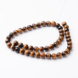 Round Natural Tiger Eye Bead Strands, Grade A, 8mm, hole: 1mm, about 47~48pcs/strand, 15 inch