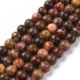 Natural Leopard Skin Jasper Beads Strands, Round, 8.5mm, Hole: 1mm, about 47pcs/strand, 15.5 inch(39.5cm), 5Strand/Set