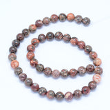 Natural Leopard Skin Jasper Beads Strands, Round, 8.5mm, Hole: 1mm, about 47pcs/strand, 15.5 inch(39.5cm), 5Strand/Set