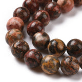 Natural Leopard Skin Jasper Beads Strands, Round, 8.5mm, Hole: 1mm, about 47pcs/strand, 15.5 inch(39.5cm), 5Strand/Set