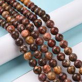 Natural Leopard Skin Jasper Beads Strands, Round, 8.5mm, Hole: 1mm, about 47pcs/strand, 15.5 inch(39.5cm), 5Strand/Set