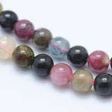 Natural Tourmaline Beads Strands, Round, 4mm, Hole: 1mm, about 99pcs/strand, 15.7 inch(40cm), 2Strand/Set