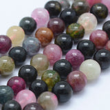 Natural Tourmaline Beads Strands, Round, 4mm, Hole: 1mm, about 99pcs/strand, 15.7 inch(40cm), 2Strand/Set