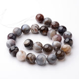 Natural Botswana Agate Bead Strands, Round, 6mm, Hole: 1mm, about 62pcs/strand, 15.3 inch, 2Strand/Set