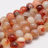 Natural Sardonyx Beads Strands, Round, Grade A, 8mm, Hole: 1mm, about 47~48pcs/strand, 14.5 inch, 5Strand/Set