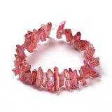 Natural Quartz Crystal Points Beads Strands, Dyed, Nuggets, Cerise, 15~30x4~8x4~7mm, Hole: 1mm, 8 inch