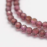 Natural Garnet Beads Strands, Faceted, Round, 2mm, Hole: 0.5mm, about 178pcs/strand, 15.3 inch(39cm), 3Strand/Set