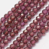 Natural Garnet Beads Strands, Faceted, Round, 2mm, Hole: 0.5mm, about 178pcs/strand, 15.3 inch(39cm), 3Strand/Set