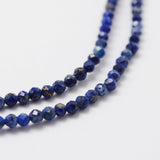 Natural Lapis Lazuli Beads Strands, Faceted, Round, 2mm, Hole: 0.5mm,  about 162~175pcs/strand, 14.9 inch(38cm), 3Strand/Set