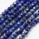 Natural Lapis Lazuli Beads Strands, Faceted, Round, 2mm, Hole: 0.5mm,  about 162~175pcs/strand, 14.9 inch(38cm), 3Strand/Set