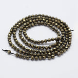 Natural Pyrite Beads Strands, Faceted, Round, 2mm, Hole: 0.5mm, about 175pcs/strand, 14.9 inch(38cm), 3Strand/Set