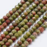 Natural Unakite Beads Strands, Faceted, Round, 2~2.5mm, Hole: 0.5mm, about 155pcs/strand, 14.9 inch(38cm), 3Strand/Set