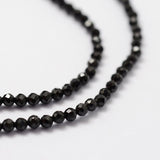 Natural Black Spinel Beads Strands, Faceted, Round, 2mm, Hole: 0.5mm, about 175pcs/strand, 14.9 inch(38cm), 3Strands/Set