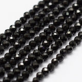 Natural Black Spinel Beads Strands, Faceted, Round, 2mm, Hole: 0.5mm, about 175pcs/strand, 14.9 inch(38cm), 3Strands/Set