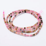 Natural Tourmaline Beads Strands, Faceted, Round, Mixed Color, 2mm, Hole: 0.5mm, about 156pcs/strand, 14.9 inch(38cm), 3Strand/Set