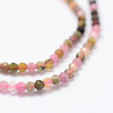 Natural Tourmaline Beads Strands, Faceted, Round, Mixed Color, 2mm, Hole: 0.5mm, about 156pcs/strand, 14.9 inch(38cm), 3Strand/Set