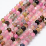 Natural Tourmaline Beads Strands, Faceted, Round, Mixed Color, 2mm, Hole: 0.5mm, about 156pcs/strand, 14.9 inch(38cm), 3Strand/Set