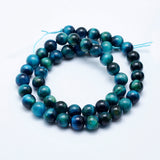 Natural Tiger Eye Beads Strands, Dyed & Heated, Round, 8mm, Hole: 1mm, about 47~48pcs/strand, 15.5 inch(39.5cm), 2Strand/Set