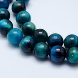 Natural Tiger Eye Beads Strands, Dyed & Heated, Round, 8mm, Hole: 1mm, about 47~48pcs/strand, 15.5 inch(39.5cm), 2Strand/Set