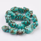 Natural Magnesite Beads Strands, Dyed & Heated, Nuggets, 10~22x10~15x5~10mm, Hole: 1mm, about 18pcs/strand, 10.4 inch, 5Strand/Set