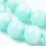 Natural Malaysia Jade Beads Strands, Dyed, Faceted, Round, Aquamarine, 6mm, Hole: 1mm, about 62pcs/strand, 14.5 inch, 5Strand/Set