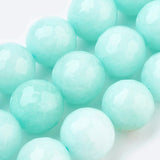 Natural Malaysia Jade Beads Strands, Dyed, Faceted, Round, Aquamarine, 6mm, Hole: 1mm, about 62pcs/strand, 14.5 inch, 5Strand/Set