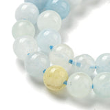 Natural Aquamarine Beads Strands, Round, Alice Blue, 4~5mm, Hole: 0.7mm, about 86pcs/Strand, 15.55 inch(39.5cm), 2Strand/Set