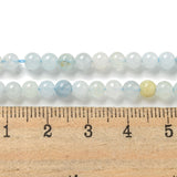 Natural Aquamarine Beads Strands, Round, Alice Blue, 4~5mm, Hole: 0.7mm, about 86pcs/Strand, 15.55 inch(39.5cm), 2Strand/Set