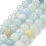 Natural Aquamarine Beads Strands, Round, Alice Blue, 4~5mm, Hole: 0.7mm, about 86pcs/Strand, 15.55 inch(39.5cm), 2Strand/Set