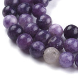 Natural Lepidolite/Purple Mica Stone Beads Strands, Round, 6.5~7mm, Hole: 0.7mm, about 62pcs/Strand, 14.96 inch(38cm), 5Strand/Set