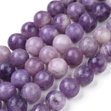 Natural Lepidolite/Purple Mica Stone Beads Strands, Round, 8~8.5mm, Hole: 1mm, about 48pcs/Strand, 15.47 inch(39.3cm), 5Strand/Set