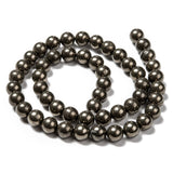 Natural Pyrite Beads Strands, Round, 8mm, Hole: 1mm, about 50pcs/strand, 14.96~15.16 inch