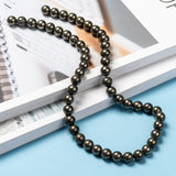 Natural Pyrite Beads Strands, Round, 8mm, Hole: 1mm, about 50pcs/strand, 14.96~15.16 inch