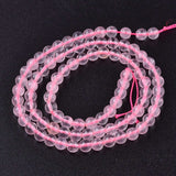 Natural  Rose Quartz Beads Strands, Round, 4mm, Hole: 0.8mm, about 92pcs/strand, 15 inch~16 inch, 5Strand/Set