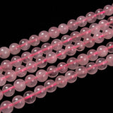 Natural  Rose Quartz Beads Strands, Round, 6mm, Hole: 1mm, about 65pcs/strand, 15 inch~16 inch, 5Strand/Set