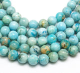 Natural Gemstone Hemimorphite Round Beads Strands, Dyed, Cyan, 8mm, Hole: 1.2mm, about 50pcs/strand, 15.74 inch