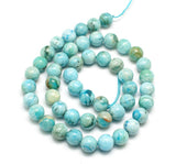 Natural Gemstone Hemimorphite Round Beads Strands, Dyed, Cyan, 8mm, Hole: 1.2mm, about 50pcs/strand, 15.74 inch