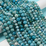 Natural Gemstone Hemimorphite Round Beads Strands, Dyed, Cyan, 8mm, Hole: 1.2mm, about 50pcs/strand, 15.74 inch