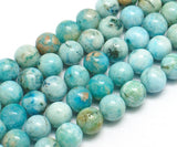 Natural Gemstone Hemimorphite Round Beads Strands, Dyed, Cyan, 8mm, Hole: 1.2mm, about 50pcs/strand, 15.74 inch