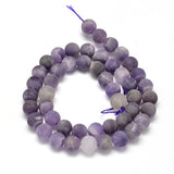 Frosted Natural Amethyst Round Bead Strands, 8mm, Hole: 1mm, about 48pcs/strand, 15.74 inch, 5Strand/Set