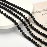 Grade A Natural Tourmaline Round Bead Strands, 6mm, Hole: 1mm, about 65pcs/strand, 15.5 inch, 2Strand/Set