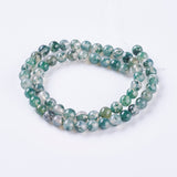 Natural Moss Agate Beads Strands, Round, 6mm, Hole: 1mm, about 60pcs/strand, 14.7 inch(37.4cm), 5Strand/Set