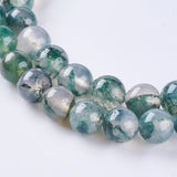 Natural Moss Agate Beads Strands, Round, 6mm, Hole: 1mm, about 60pcs/strand, 14.7 inch(37.4cm), 5Strand/Set