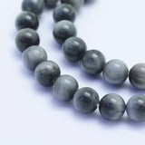 Natural Hawk's Eye Beads Strands, Eagle Eye Stone, Round, Grade A, 6~6.5mm, Hole: 1mm, about 64pcs/strand, 15.5 inch(39.5cm)