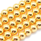 Electroplate Non-magnetic Synthetic Hematite Beads Strands, Grade AAA, Long-Lasting Plated, Round, Golden Plated, 2mm, Hole: 1mm, about 185pcs/strand, 15.7 inch(40cm), 3Strands/Set