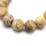 Frosted Natural Picture Jasper Round Bead Strands, 6mm, Hole: 1mm, about 63~65pcs/strand, 14.9~15.6 inch, 5Strand/Set