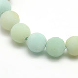 Frosted Natural Flower Amazonite Round Bead Strands, 8mm, Hole: 1mm, about 47~49pcs/strand, 14.9~15.6 inch, 5Strand/Set