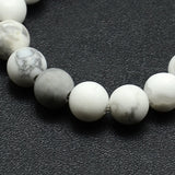 Frosted Howlite Round Bead Strands, 8mm, Hole: 1mm, about 45~47pcs/strand, 14.9~15.6 inch, 5Strand/Set